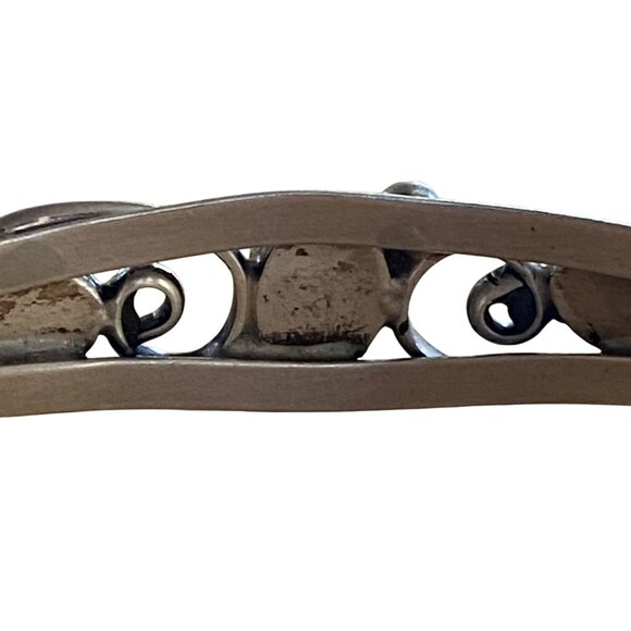 Native American Sterling Silver & Moonstone Cuff Bracelet With Swirl Design - Picture 5 of 14